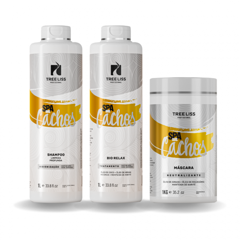 Kit Spa dos Cachos Shampoo, tratamento e mácara profissional