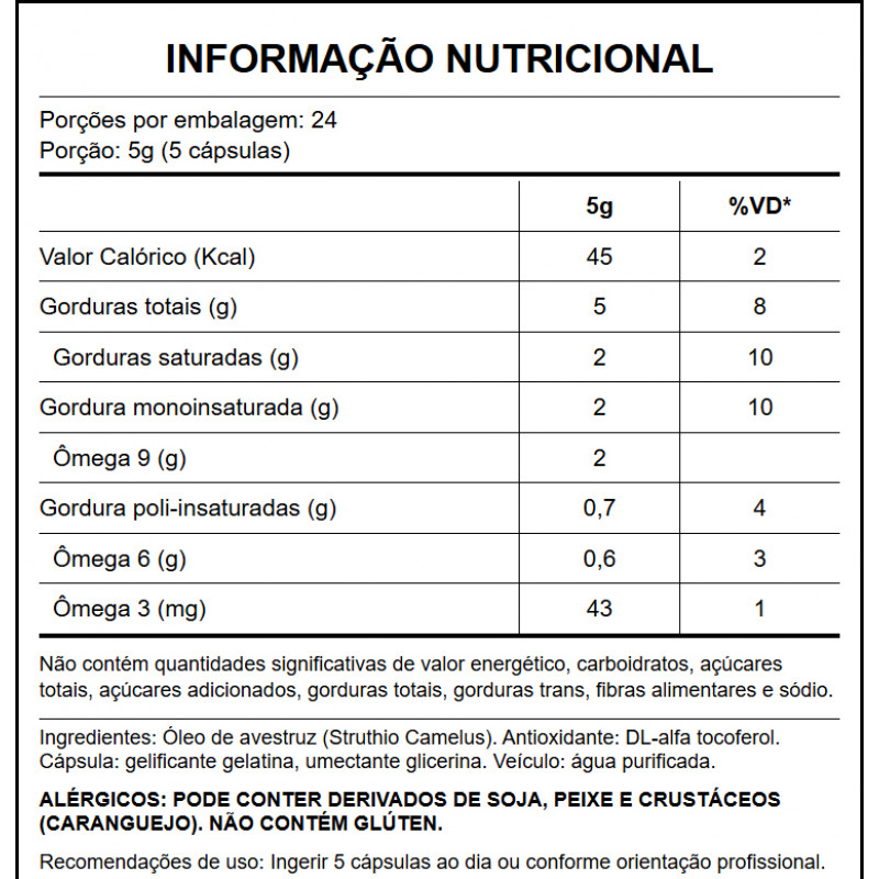 Óleo de Avestruz Viva+ Cápsulas 120x1000mg
