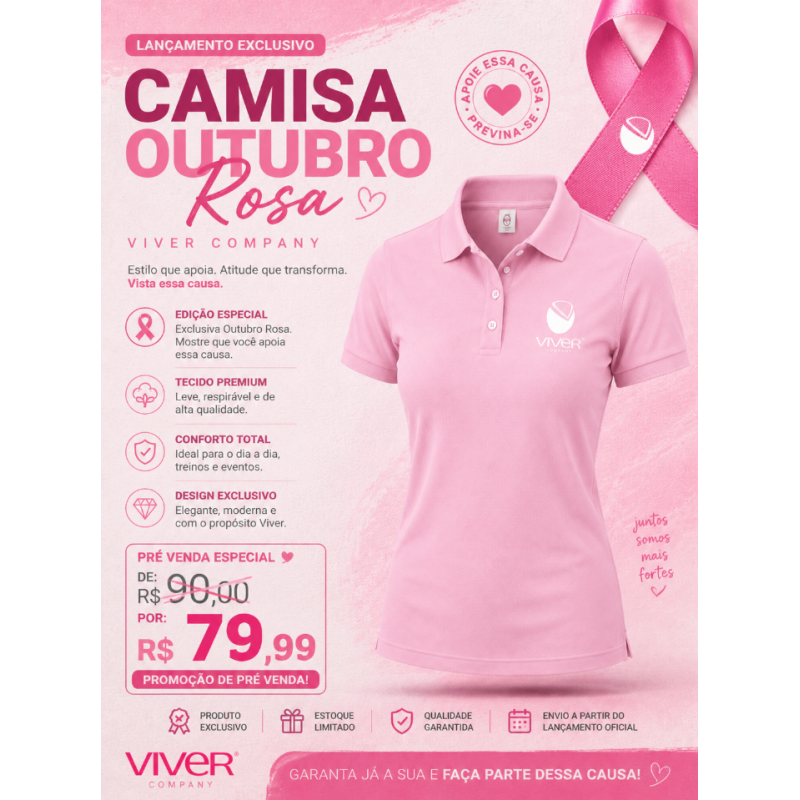 CAMISA EXCLUSIVA OUTUBRO ROSA