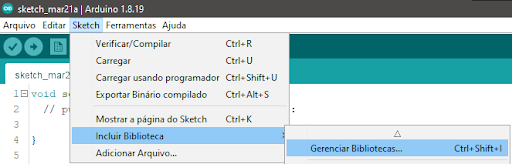 Caminho para o Gerenciador de Bibliotecas