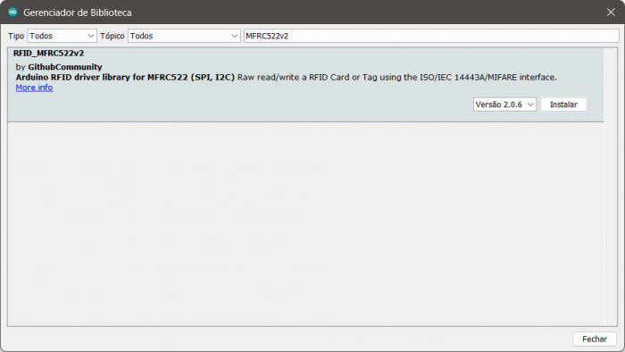 Biblioteca MFRC522 Encontrada
