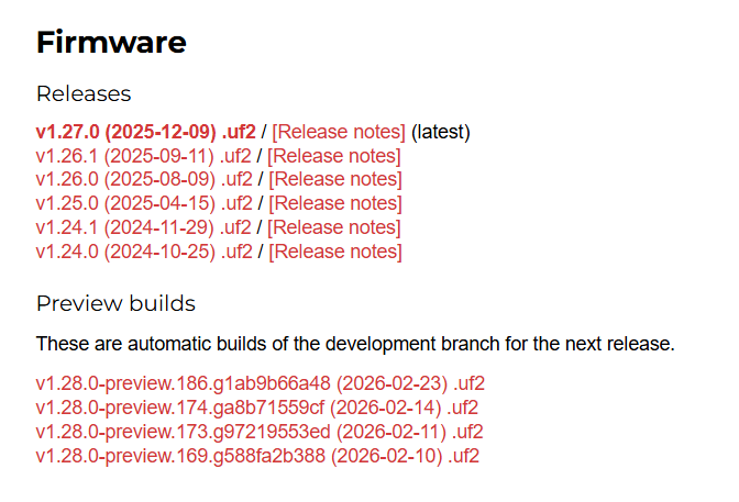 Firmwares dispon�veis