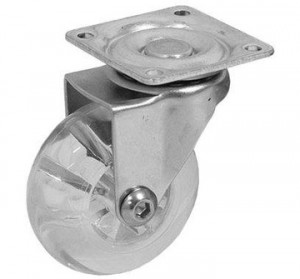 RODIZIO TRANSPARENTE GIRATORIO NIQUELADO - SOPRANO - 50MM - C/ FREIO