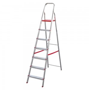 ESCADA DE ALUMINIO ALUMASA - 07 DEGRAUS - 463X2443 - CONFORT VERMELHA
