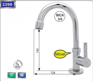 TORNEIRA INOX ICO - LAV BICA MOVEL 3/4 1/4V 2290CS - DN15 