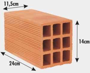 TIJOLOS ARGILA 09F - 24 X 19 X 11,5 - MRO SC