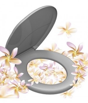 ASSENTO SANITARIO ALMOFADADO - DURIN - PERFUM BELLART - FLORAL CINZA