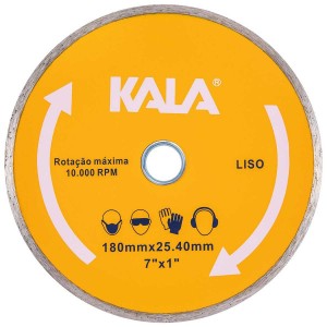 DISCO DIAMANTADO LISO KALA - 180MMX25,4MM 7''X1'' 