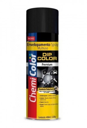TINTA SPRAY CHEMICOLOR DIP COLOR ENVELOPAMENTO  400ML - PRETO BRILHANTE