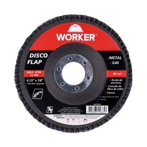 DISCO FLAP CURVO WORKER - G40 - 4.1/2'' X 7/8''