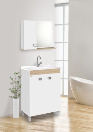 KIT WC FABRIBAM - 60CM - ECONOMICO - C/ PÉS - BRANCO/CARVALHO