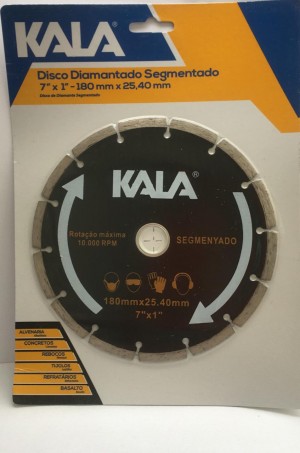 DISCO DIAMANTADO SEGMENTADO KALA - 180MMX25MM - 7''X1''