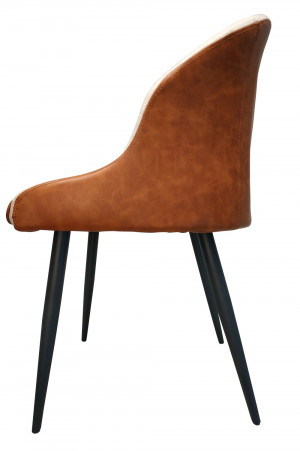 Cadeira Loiuse Base Marrom e Tecido Linho Cru - Rivatti Móveis - 