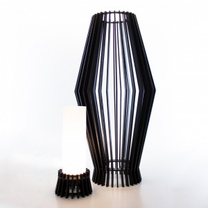 Luminária de Piso Palmeira Preto com Vidro Branco - 