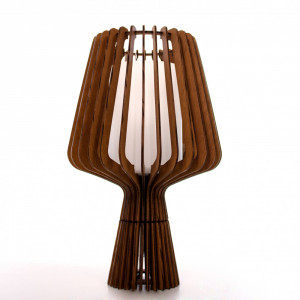 Abajur Tulipa Imbuia com Vidro Branco