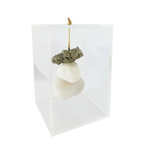 Caixa Quartzo Branco e Pirita - P