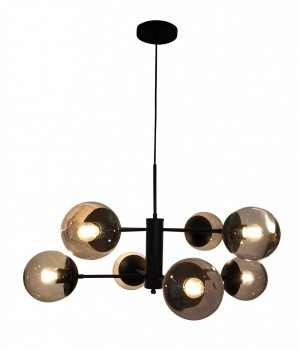 Pendente de Alumínio Preto com 8 Globos Fumê - 