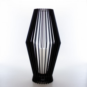 Luminária de Piso Palmeira Preto com Vidro Branco