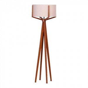 Luminária de Piso Imbuia - Cúpula Linho