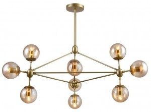 Pendente Orbe com Metal Dourado e Vidro Champagne