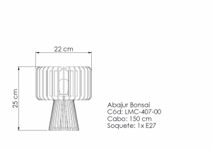 Abajur Bonsai Nogueira com Vidro - 
