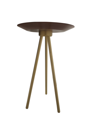 Mesa Lateral Nogueira Tubo Latão - A Misura - 