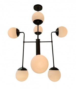 Pendente de Alumínio Mate com 8 Globos Brancos - 