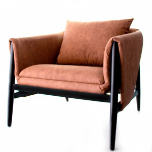 Poltrona Eva Caramelo Fosco Base Ebano - Jowanel Estofados