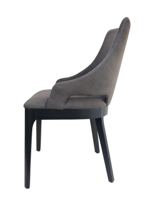 Cadeira Duna Cinza com Pés de Madeira na cor Preta - Navaro Móveis - 