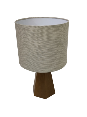 Abajur Imbuia com Cúpula Cilíndrica revestida em Tecido - 