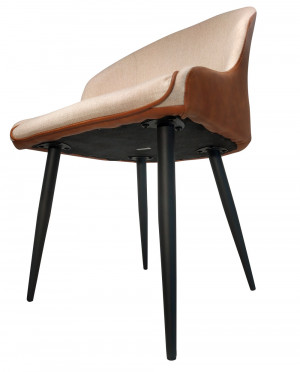 Cadeira Loiuse Base Marrom e Tecido Linho Cru - Rivatti Móveis - 