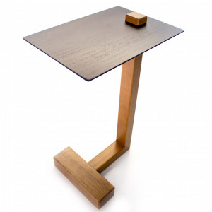 Mesa Lateral Less Amêndoa Tampo Preto Ebanizado - Msul Móveis