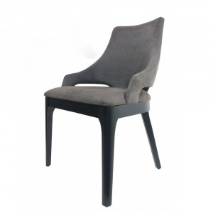 Cadeira Duna Cinza com Pés de Madeira na cor Preta - Navaro Móveis