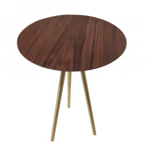 Mesa Lateral Nogueira Tubo Latão - A Misura