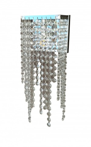 Arandela Interna Quadrada em Metal com Cristais Transparentes - 