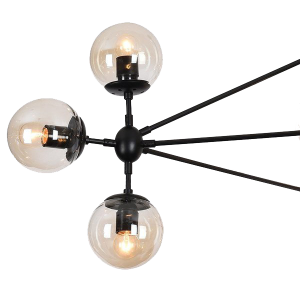 Pendente Jabuticaba Preto com Cúpulas em Vidro Champagne - 