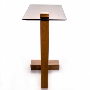 Mesa Lateral Less Amêndoa Tampo Preto Ebanizado - Msul Móveis - 