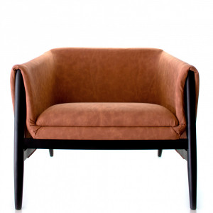 Poltrona Eva Caramelo Fosco Base Ebano - Jowanel Estofados - 