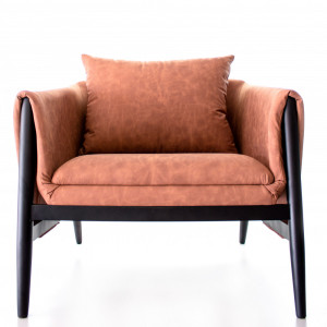 Poltrona Eva Caramelo Fosco Base Ebano - Jowanel Estofados - 