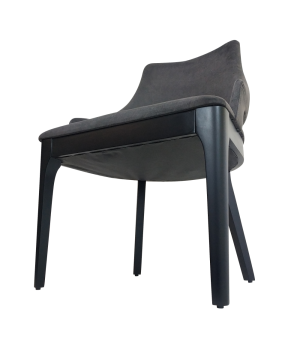 Cadeira Duna Cinza com Pés de Madeira na cor Preta - Navaro Móveis - 