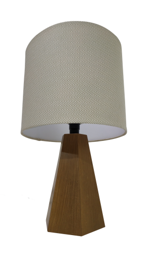 Abajur Imbuia com Cúpula Cilíndrica revestida em Tecido - 