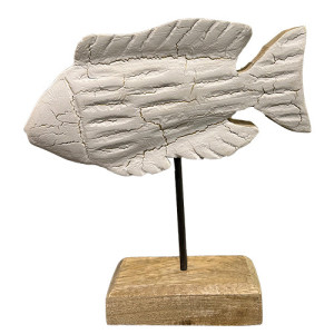 Escultura Peixe - Madeira - 