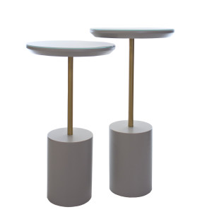 Mesa Lateral Tria Média - Champanhe - Off White - Msul Móveis - 