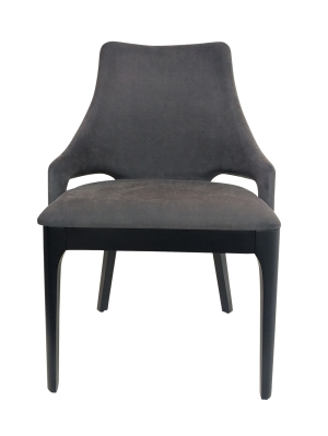 Cadeira Duna Cinza com Pés de Madeira na cor Preta - Navaro Móveis - 