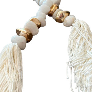 Colar Quartzo Branco Banho Dourado 18k - 