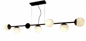 Pendente de Alumínio Preto com 7 Globos Brancos - 