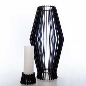 Luminária de Piso Palmeira Preto com Vidro Branco - 