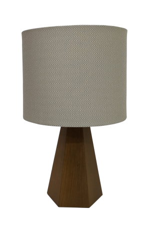 Abajur Imbuia com Cúpula Cilíndrica revestida em Tecido