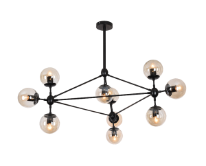 Pendente Jabuticaba Preto com Cúpulas em Vidro Champagne - 