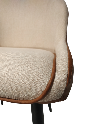 Cadeira Loiuse Base Marrom e Tecido Linho Cru - Rivatti Móveis - 